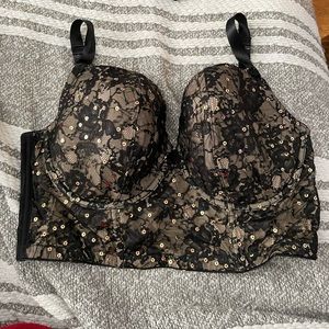 Cacique black and gold sequin lingerie 40DDD